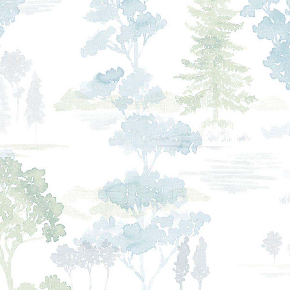 Patton Wallcoverings FW36829 Fresh Watercolors Forest Wallpaper in Blues & Greens 